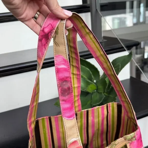 Gigi Hill Los Angeles floral tote handbag purse, pink rose everyday bag - Picture 6 of 9